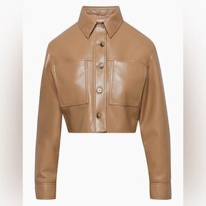 Aritzia Wilfred Little cropped Jacket Vegan Leather tan size 2xs